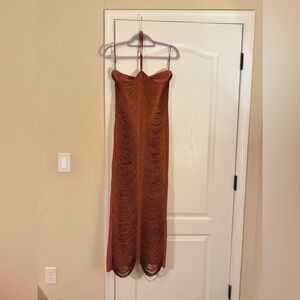 Sunfere Burnt Orange/Red Tassel Draped Dress Size Medium